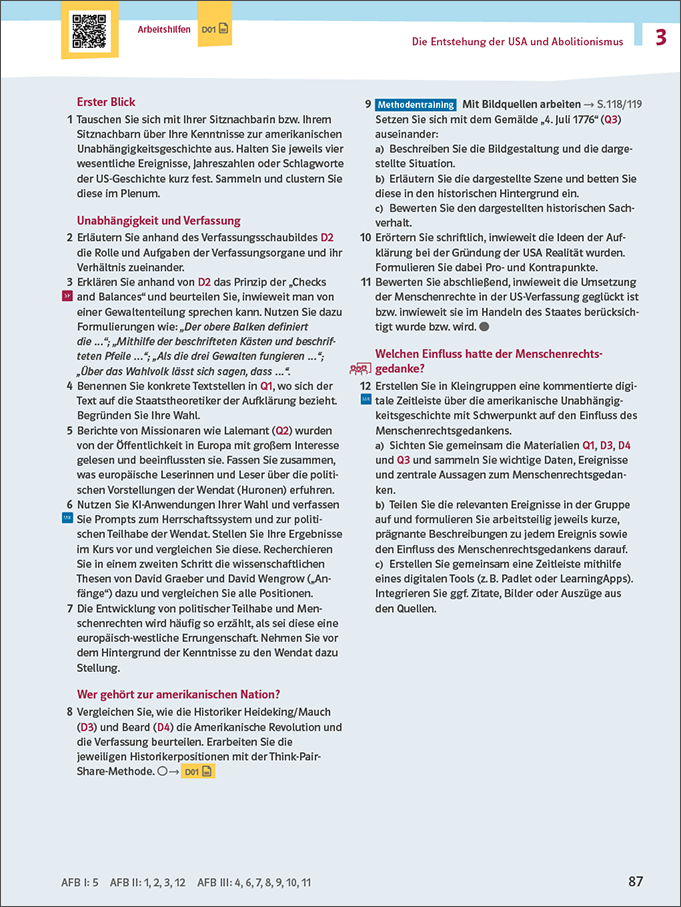 Beispiel für einen Aufgabenapparat im Schulbuch