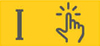 Icon mit dem Buchstaben I und der Illustration eines Zeigefingers zur Kennzeichnung von Interaktiven Medien