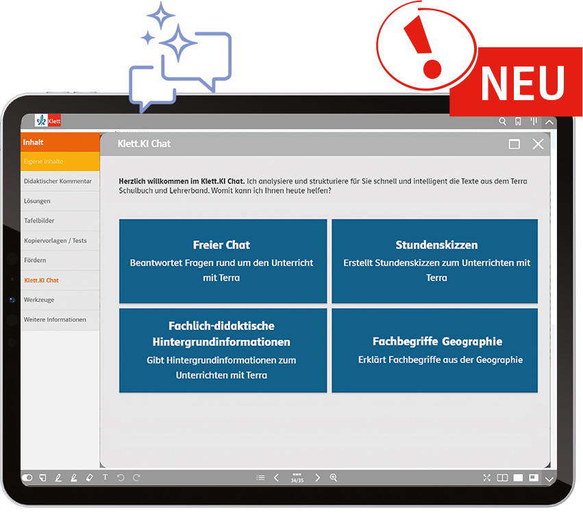 Tablet mit der Oberfläche des Digitalen Unterrichtsassistenten